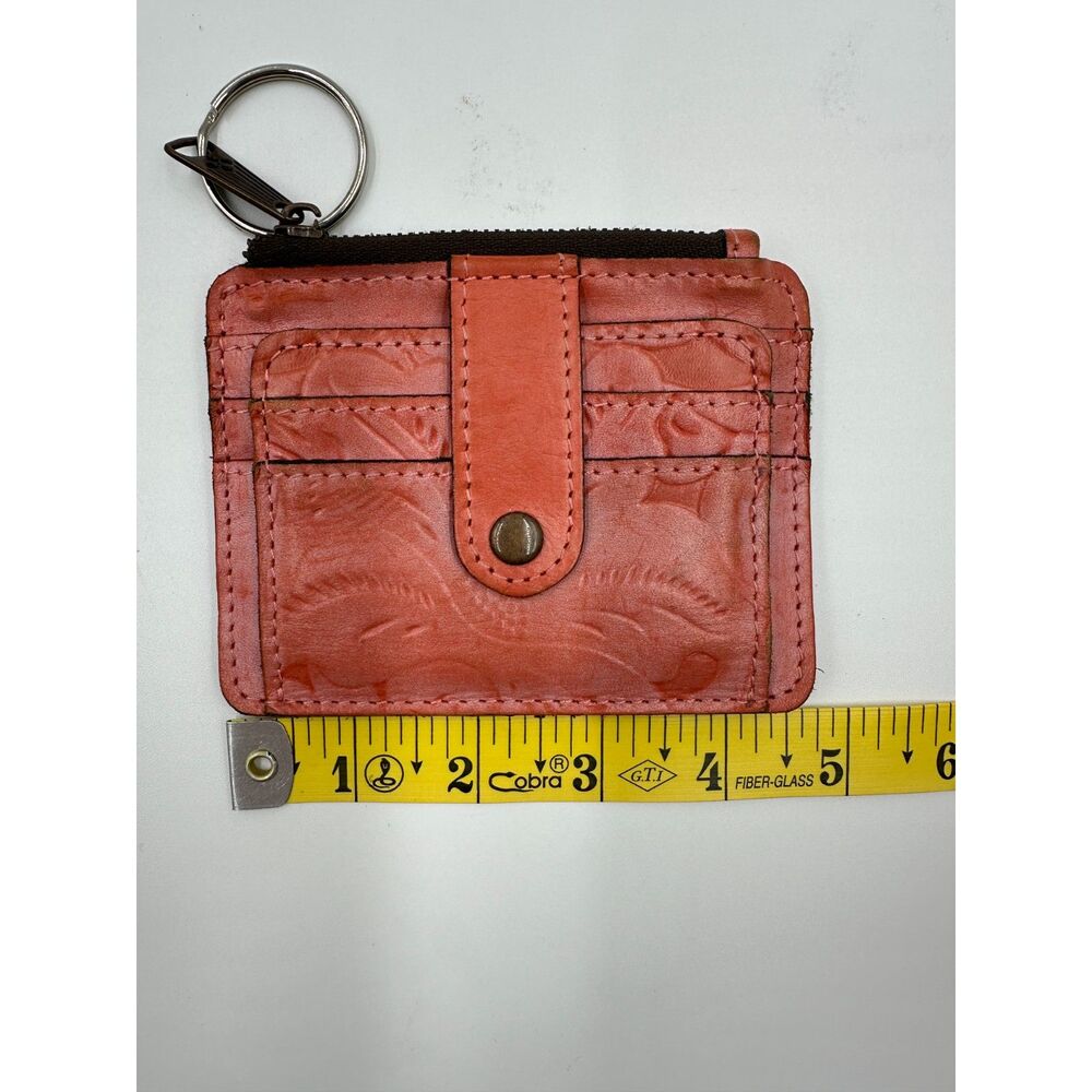 Patricia Nash ID Card Case Wallet Cassis w/ Key Ring Flower Design Orange EUC - Picture 4 of 6